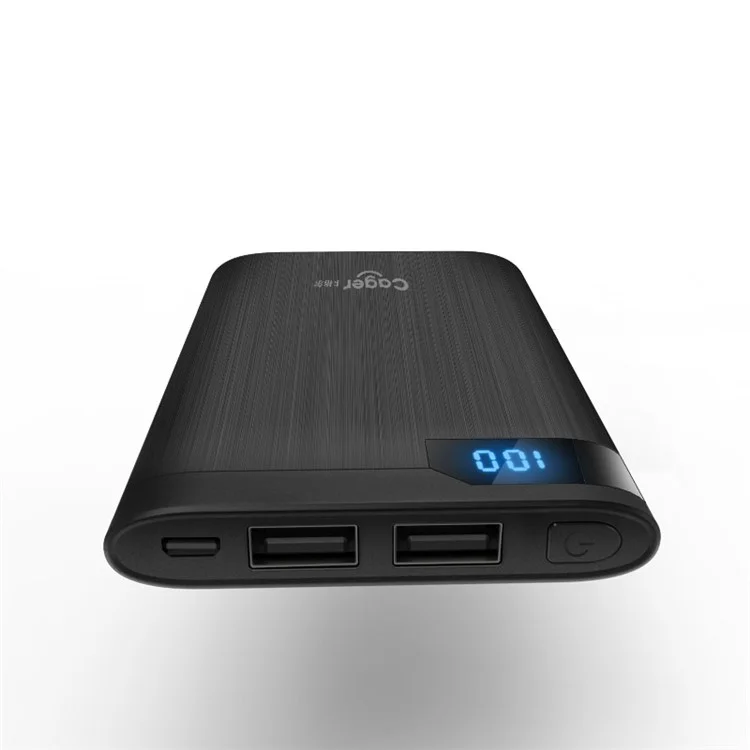 CAGER S100 10000mAh Dual USB External Power Bank for iPhone Samsung LG Huawei - Black