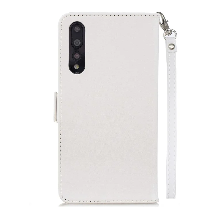 For Huawei P20 Pro Butterfly Pattern Leather Wallet Stand Phone Casing - White