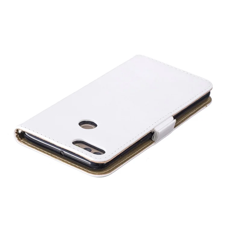 Butterfly Pattern Leather Wallet Stand Phone Cover for Huawei Y9 (2018)/Enjoy 8 Plus - White