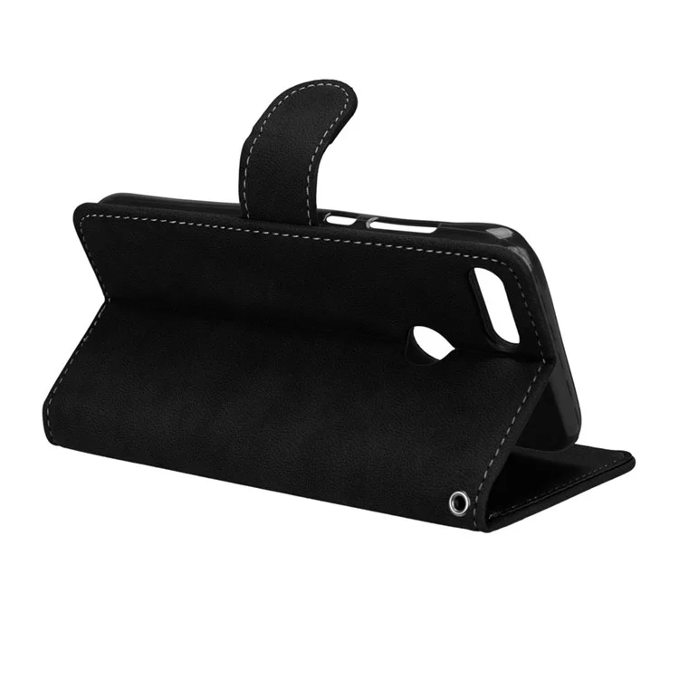 Matte Surface Stand Wallet Leather Shell for Honor 9 Lite / Honor 9 Youth Edition - Black