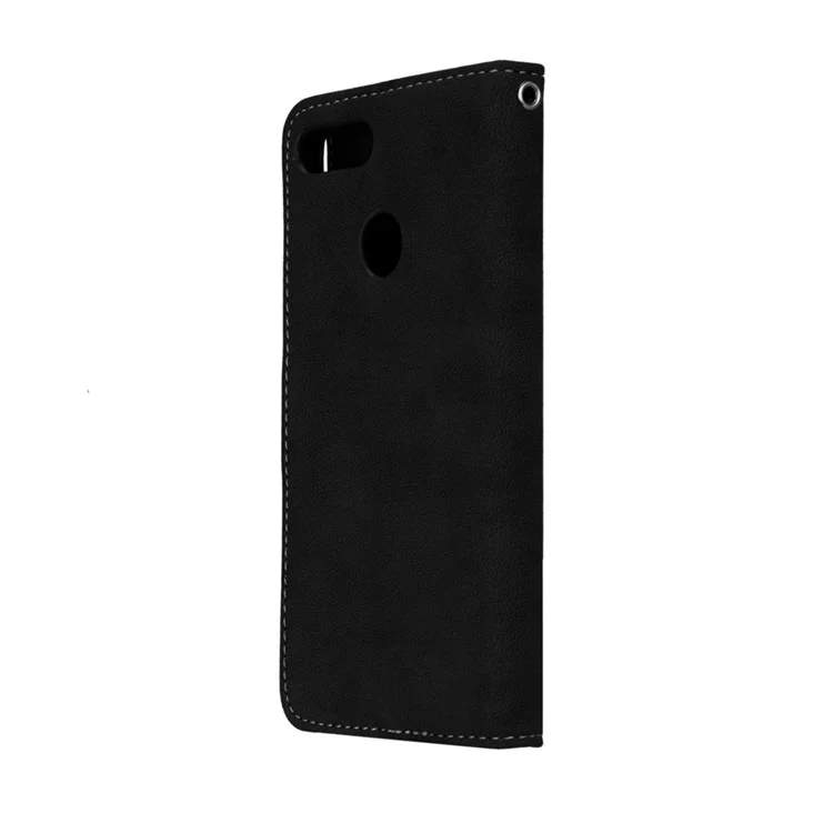 Matte Surface Stand Wallet Leather Shell for Honor 9 Lite / Honor 9 Youth Edition - Black