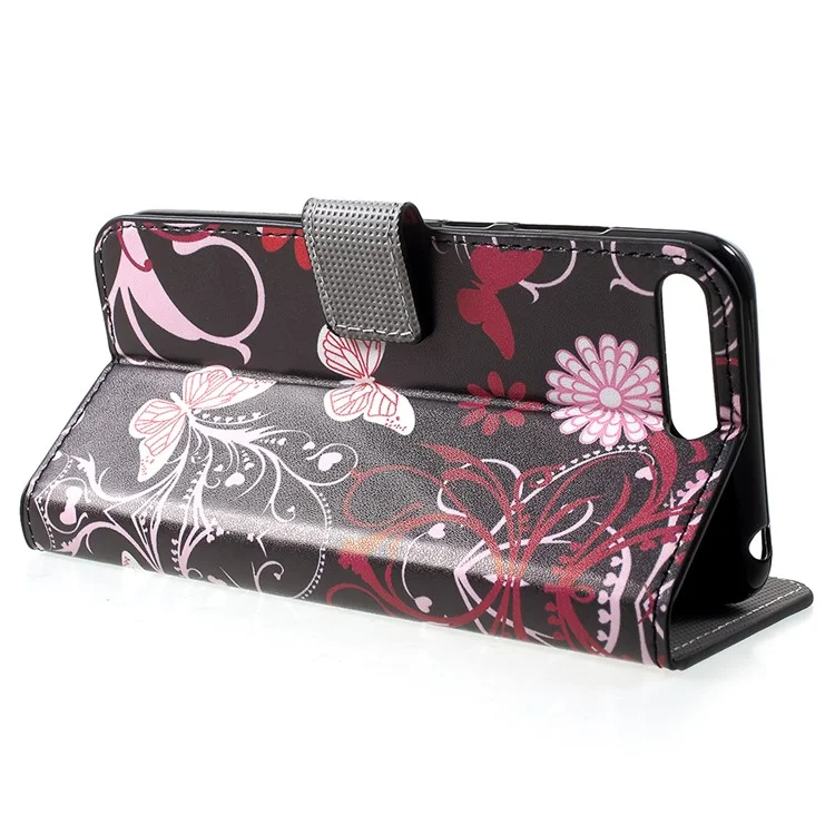 Pattern Printing Leather Magnetic Wallet Case with Stand for Huawei Y6 (2018)/Honor 7A (without Fingerprint Sensor) - Butterfly Flower