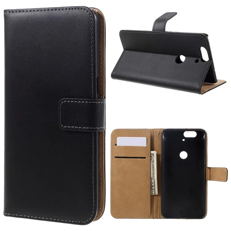 For Huawei Nexus 6P Split Genuine Leather Wallet Case Cover
