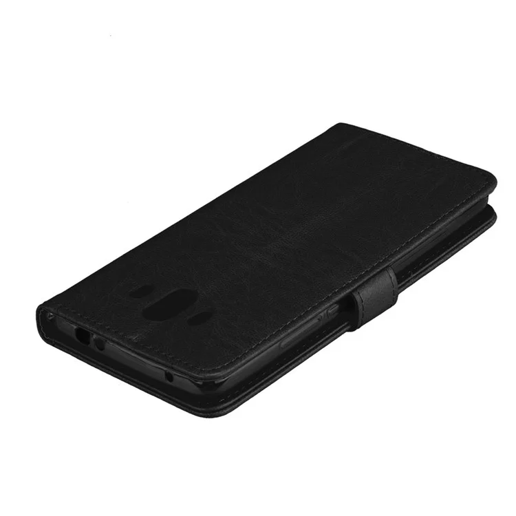 Solid Color Wallet Stand Leather Phone Case for Huawei Mate 10 - Black