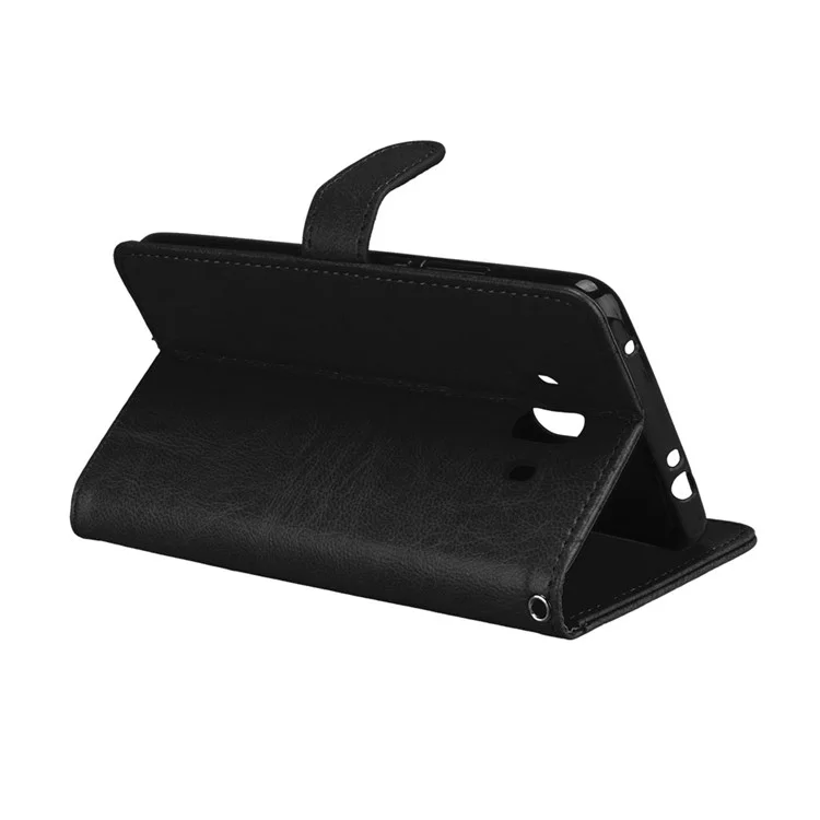 Solid Color Wallet Stand Leather Phone Case for Huawei Mate 10 - Black