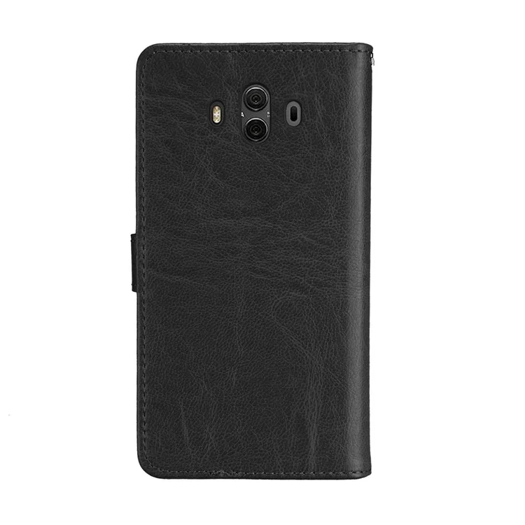 Solid Color Wallet Stand Leather Phone Case for Huawei Mate 10 - Black