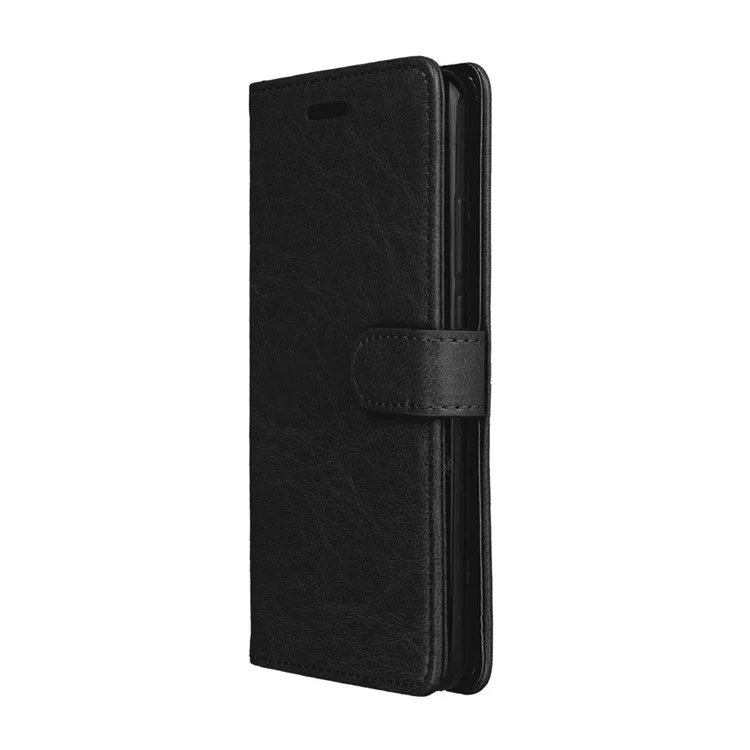 Solid Color Wallet Stand Leather Phone Case for Huawei Mate 10 - Black