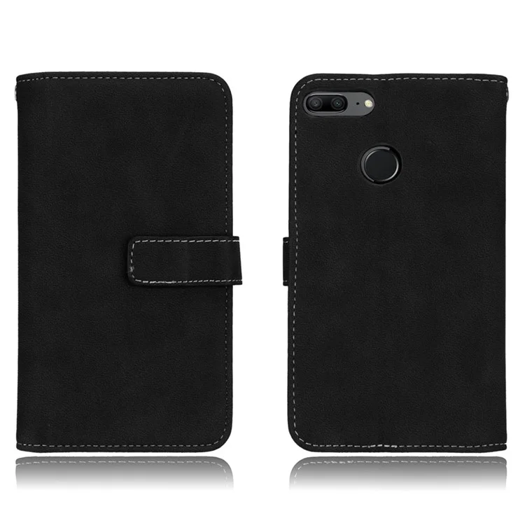 Matte Surface 9 Slots PU Leather Stand Case for Huawei Honor 9 Lite/9 Youth Edition - Black