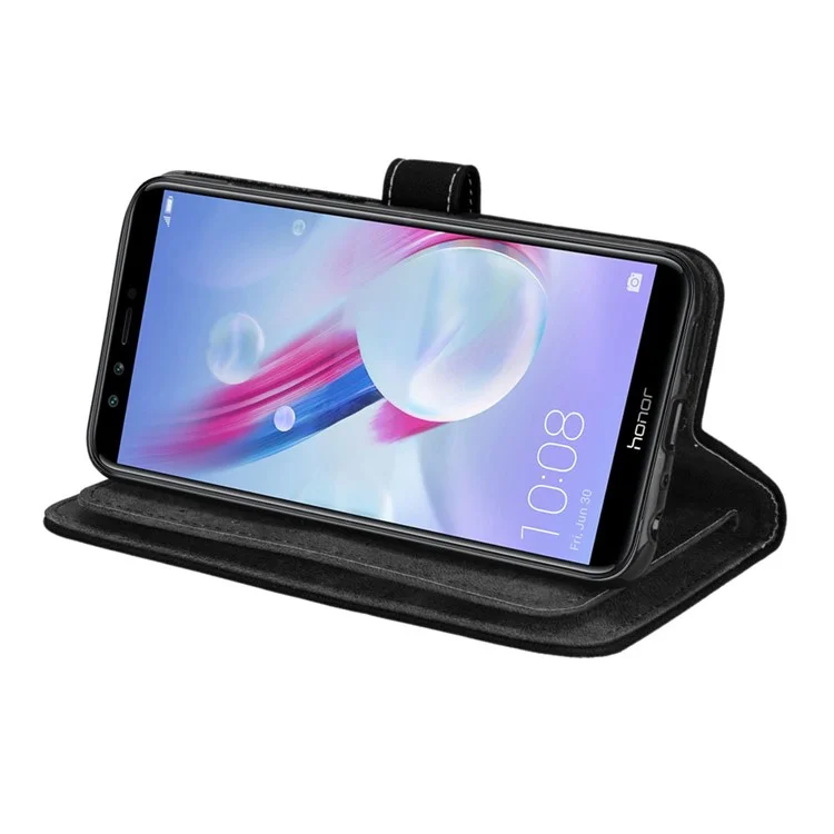 Matte Surface 9 Slots PU Leather Stand Case for Huawei Honor 9 Lite/9 Youth Edition - Black
