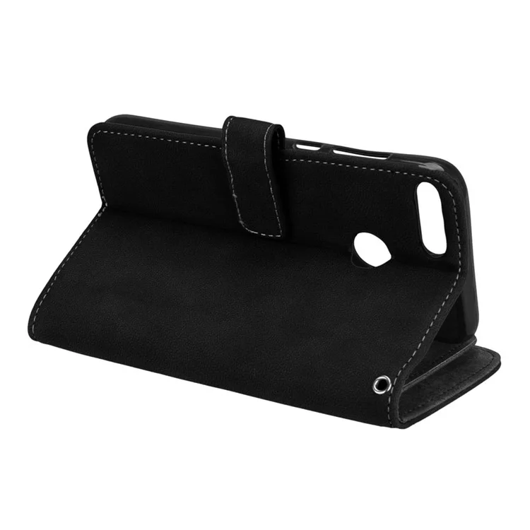 Matte Surface 9 Slots PU Leather Stand Case for Huawei Honor 9 Lite/9 Youth Edition - Black