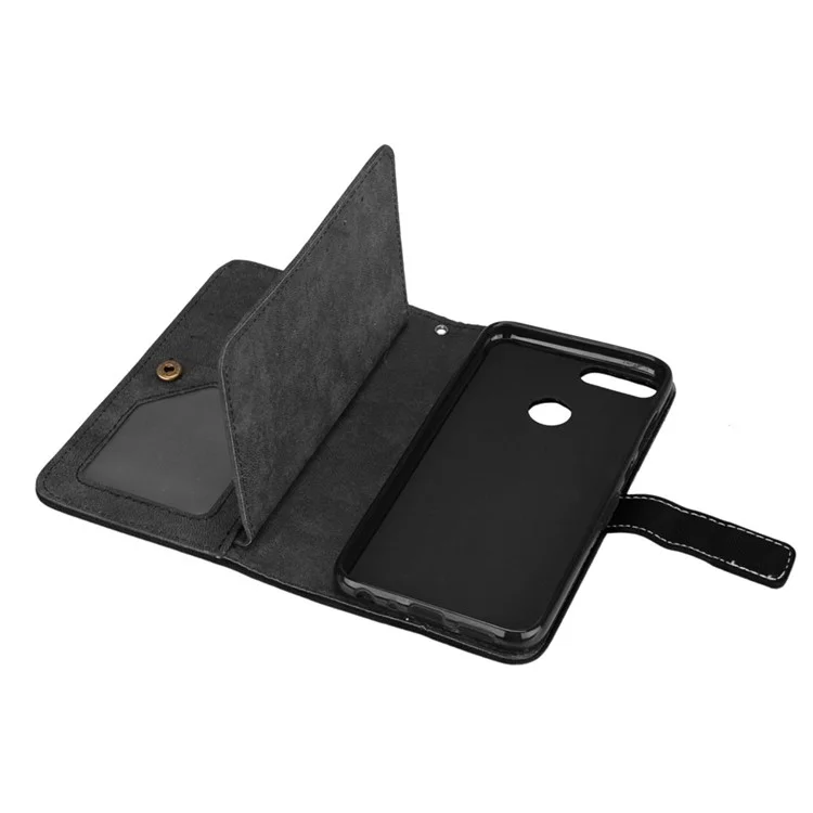 Matte Surface 9 Slots PU Leather Stand Case for Huawei Honor 9 Lite/9 Youth Edition - Black
