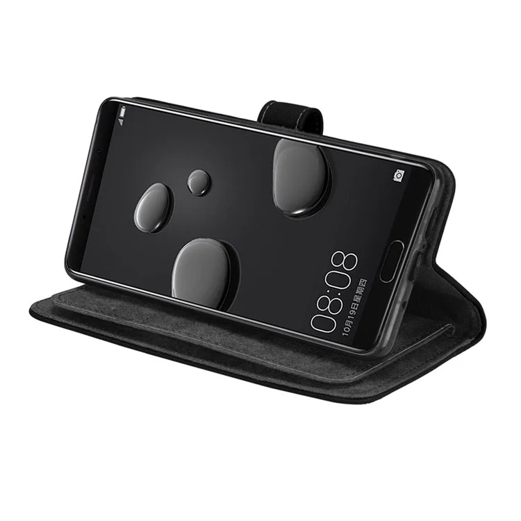 For Huawei Mate 10 Matte Surface 9 Slots Wallet PU Leather Case with Bracket - Black