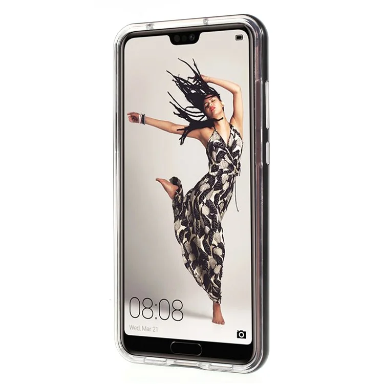 Hybrid Clear Back PC + TPU Kickstand Phone Case for Huawei P20 Pro - Black