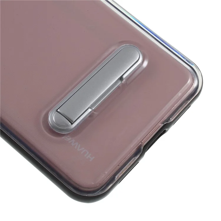 Hybrid Clear Back PC + TPU Kickstand Phone Case for Huawei P20 Pro - Black