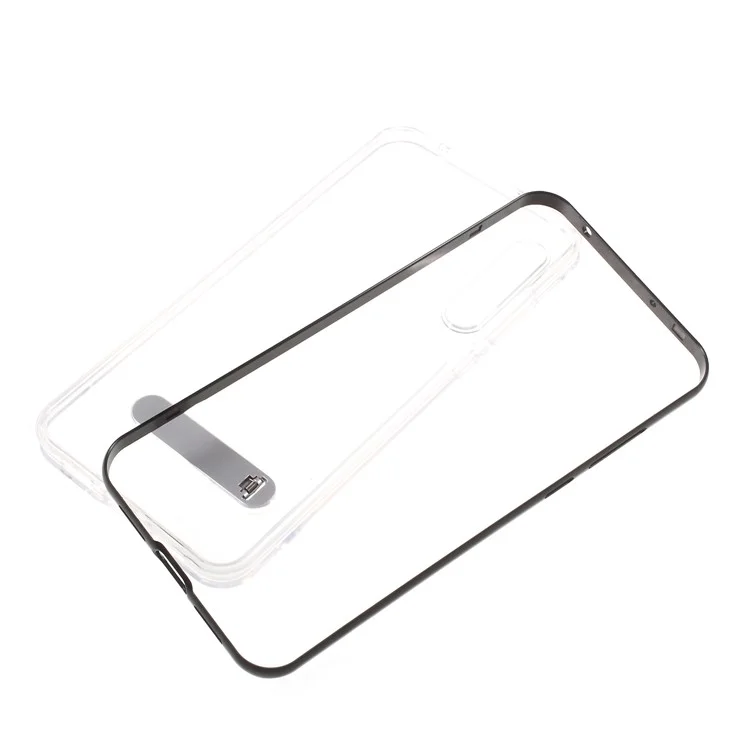 Hybrid Clear Back PC + TPU Kickstand Phone Case for Huawei P20 Pro - Black