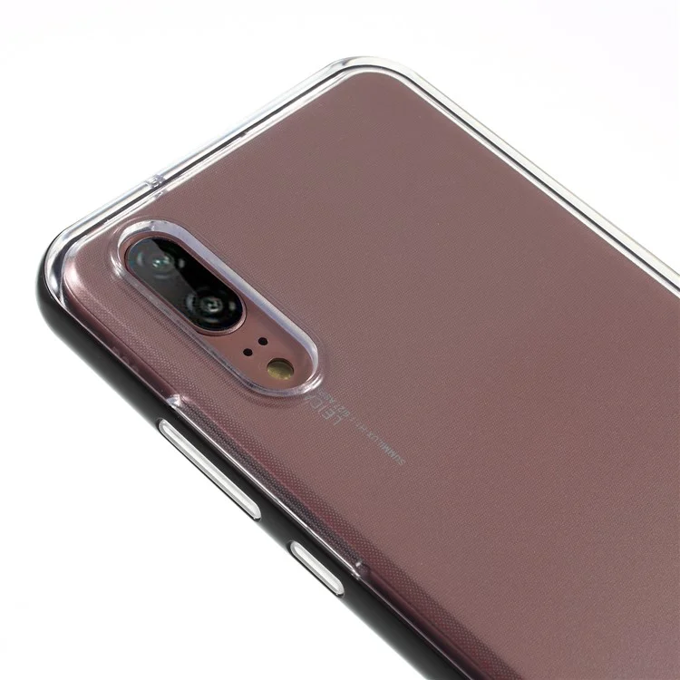 Hybrid Clear Back PC + TPU Kickstand Phone Case for Huawei P20 - Black