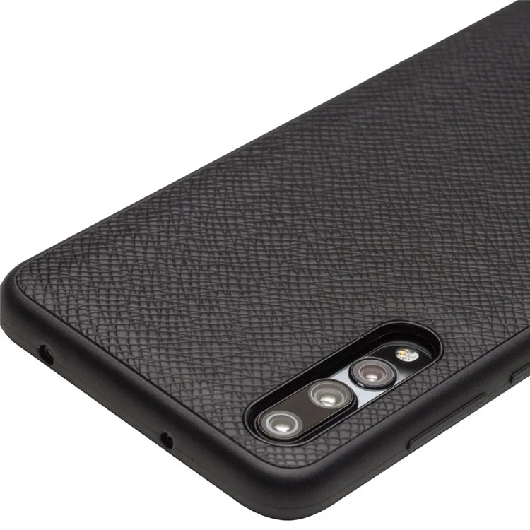 QIALINO Cross Texture Genuine Leather + TPU Detachable 2 in 1 Wallet Phone Case for Huawei P20 Pro - Black
