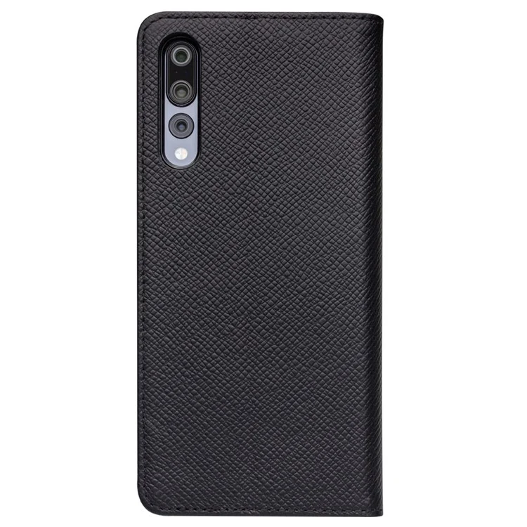 QIALINO Cross Texture Genuine Leather + TPU Detachable 2 in 1 Wallet Phone Case for Huawei P20 Pro - Black