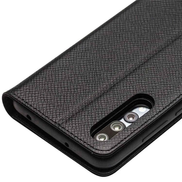 QIALINO Cross Texture Genuine Leather + TPU Detachable 2 in 1 Wallet Phone Case for Huawei P20 Pro - Black