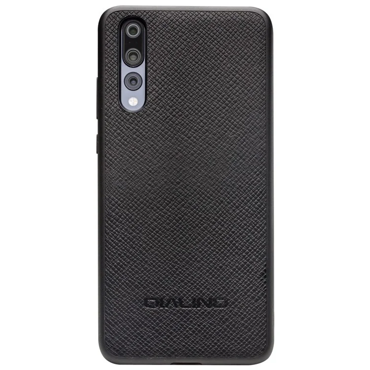 QIALINO Cross Texture Genuine Leather + TPU Detachable 2 in 1 Wallet Phone Case for Huawei P20 Pro - Black