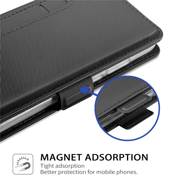Leather Wallet Stand Case and Makeup Mirror for Huawei P20 - Black