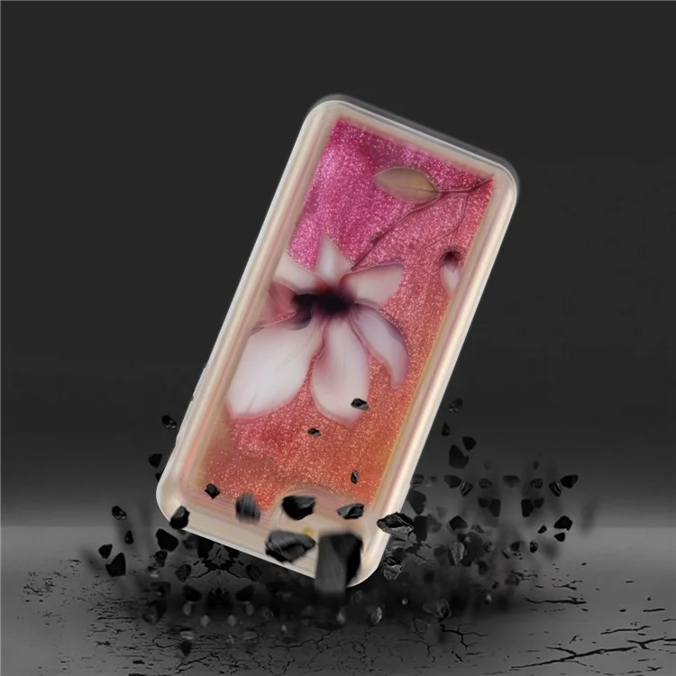 Patterned PVC Flowing Glitter Powder TPU Gel Case for Huawei P20 Lite / Nova 3e - Elegant Flower