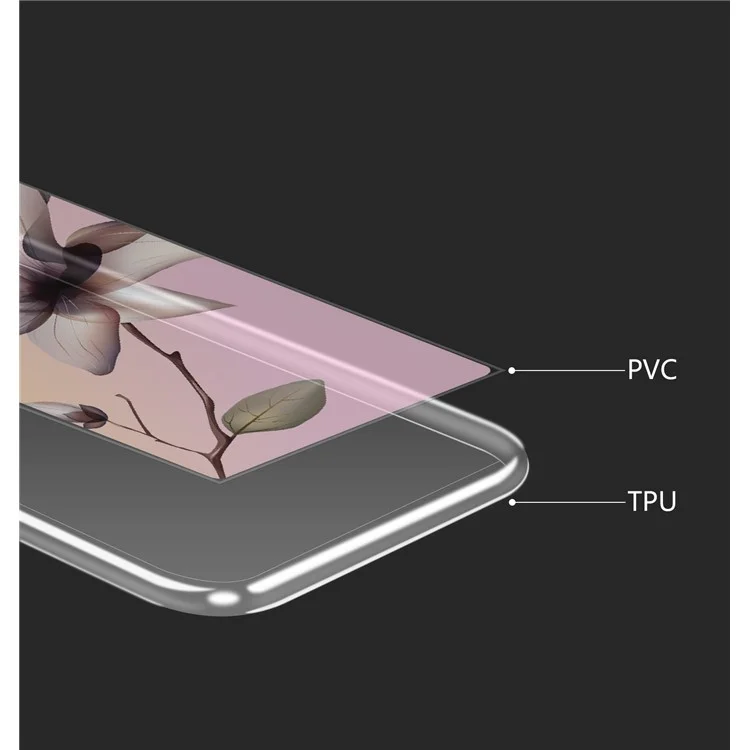 Patterned PVC Flowing Glitter Powder TPU Gel Case for Huawei P20 Lite / Nova 3e - Elegant Flower