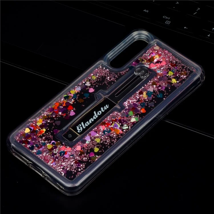 Quicksand TPU + PC Hybrid Finger Grip Kickstand Case for Huawei P20 Pro - Rose