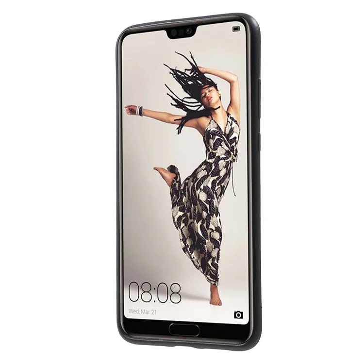 Premium Crazy Horse PU Leather Cover + Detachable Leather Coated TPU Phone Case for Huawei P20 - Black