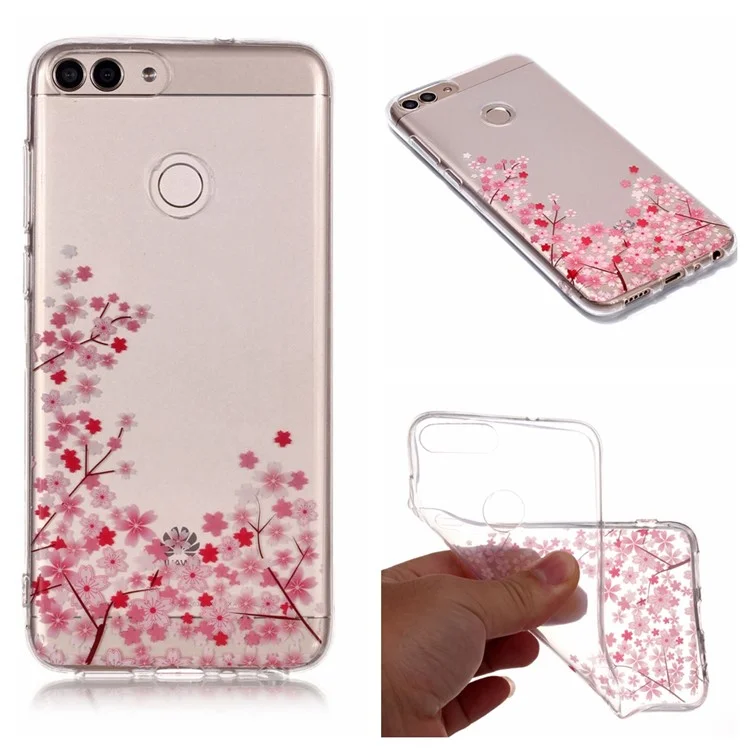 Pattern Printing IMD TPU Phone Case for Huawei P Smart / Enjoy 7S - Pink Flower