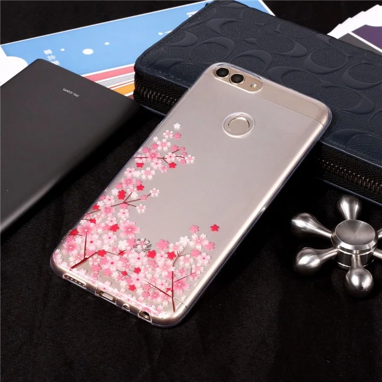 Pattern Printing IMD TPU Phone Case for Huawei P Smart / Enjoy 7S - Pink Flower