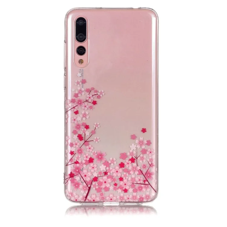 Pattern Printing IMD TPU Phone Casing for Huawei P20 Pro - Pink Flower