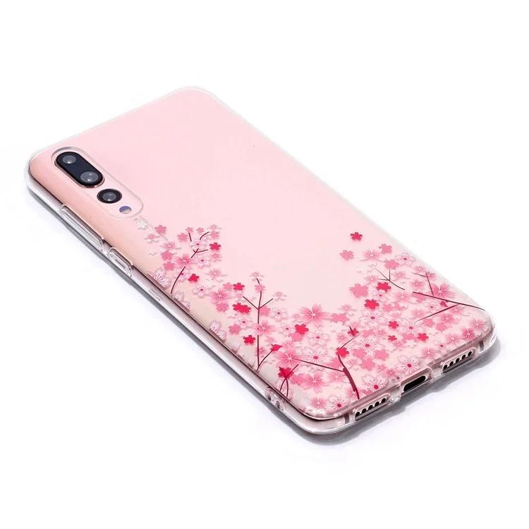 Pattern Printing IMD TPU Phone Casing for Huawei P20 Pro - Pink Flower