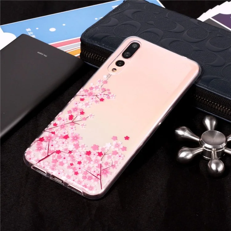 Pattern Printing IMD TPU Phone Casing for Huawei P20 Pro - Pink Flower