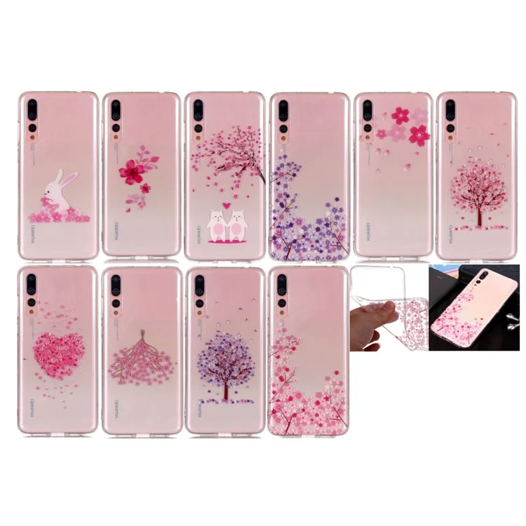 Pattern Printing IMD TPU Phone Casing for Huawei P20 Pro - Pink Flower