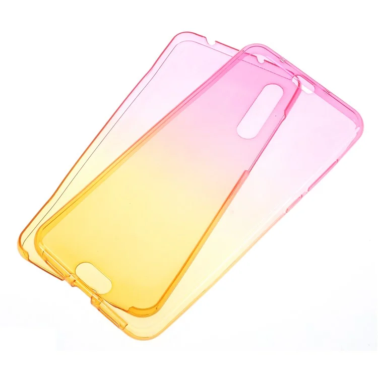 Gradient Color Touchable Front + Back 2-Piece TPU Flexible Casing for Huawei P20 Pro - Rose / Yellow