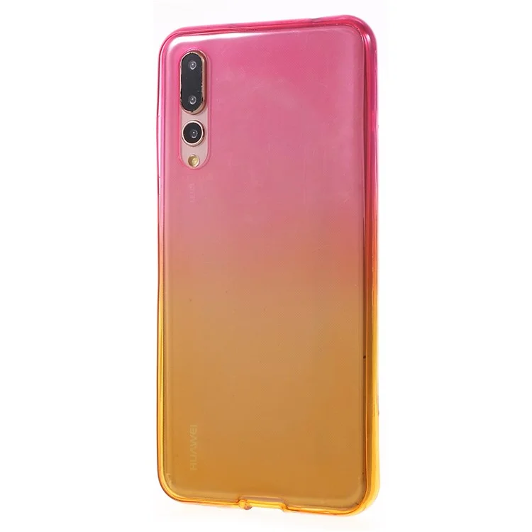 Gradient Color Touchable Front + Back 2-Piece TPU Flexible Casing for Huawei P20 Pro - Rose / Yellow