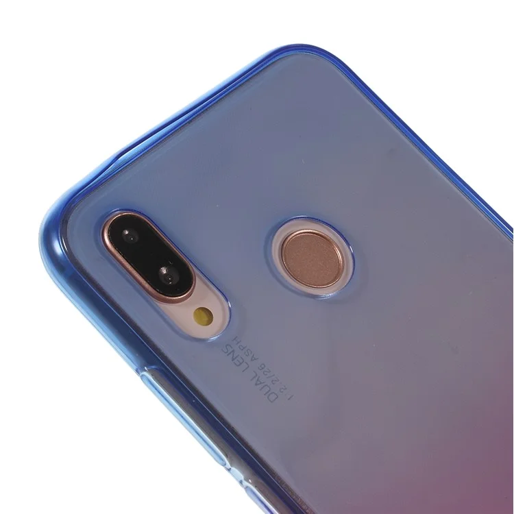 Gradient Color Touchable Front + Back 2-Piece TPU Flexible Phone Shell for Huawei P20 Lite / Nova 3e - Blue / Purple