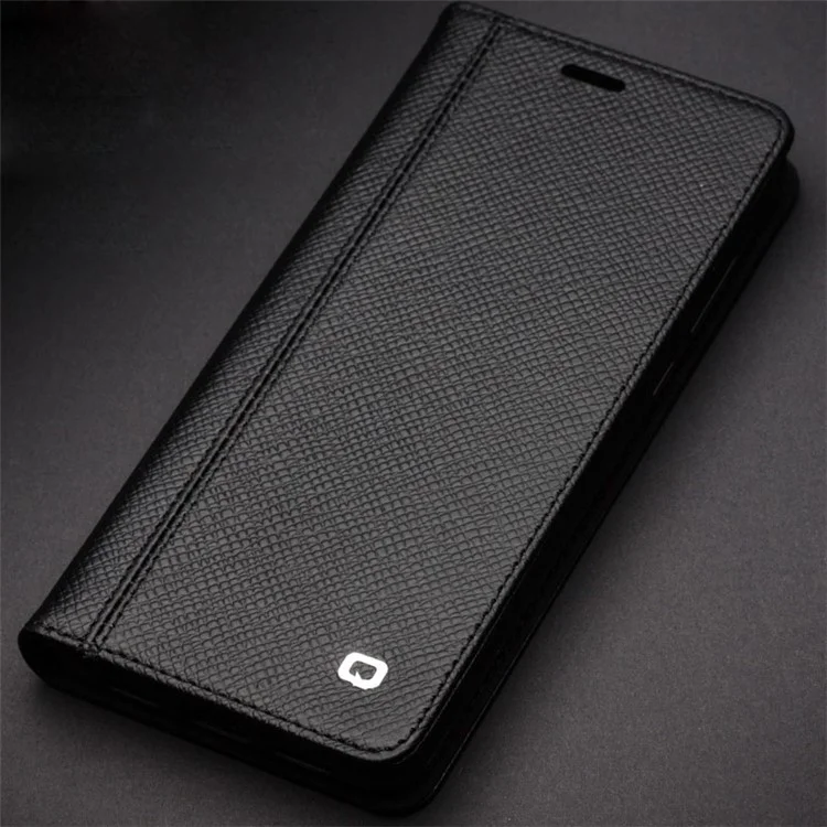 QIALINO Cross Texture Genuine Leather Wallet Cover + Detachable Leather Coated TPU Phone Case for Huawei Mate 10 Pro