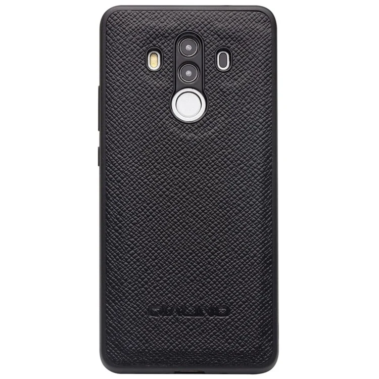 QIALINO Cross Texture Genuine Leather Wallet Cover + Detachable Leather Coated TPU Phone Case for Huawei Mate 10 Pro