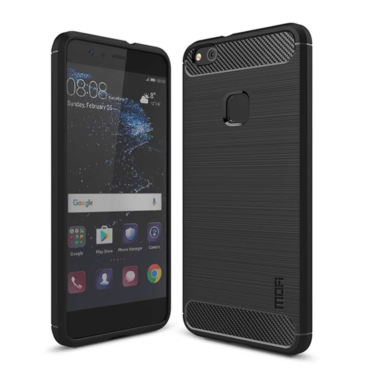 MOFI Texture en Fibre de Carbone Brossé Brosse Protection TPU Mobile Téléphone Mobile Pour Huawei P10 Lite - le Noir