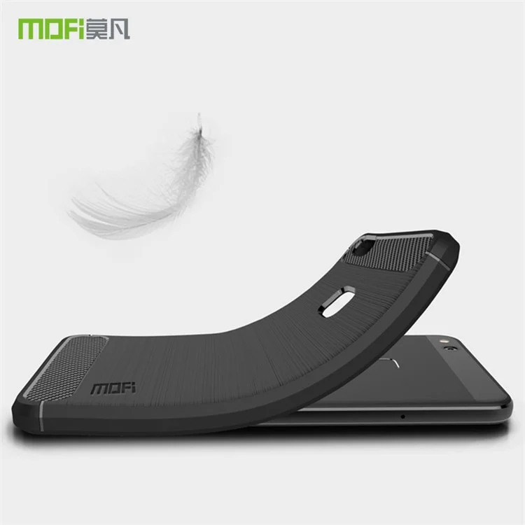 MOFI Texture en Fibre de Carbone Brossé Brosse Protection TPU Mobile Téléphone Mobile Pour Huawei P10 Lite - le Noir