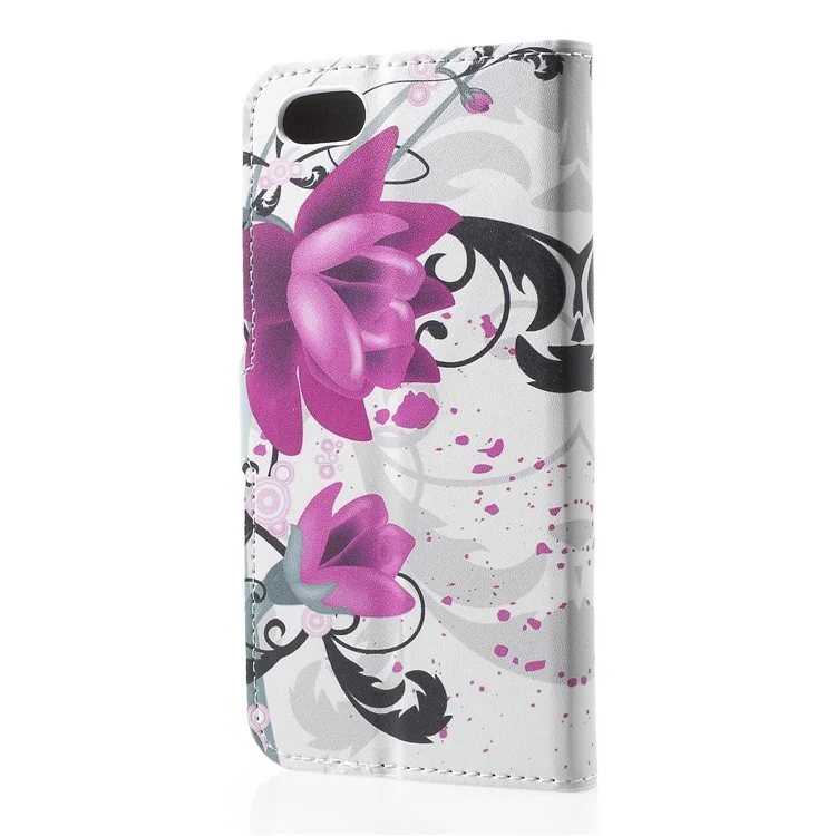 Pattern Printing PU Leather Magnetic Wallet Cover Para Huawei Honor Y5 (2018) / Y5 Prime (2018) / Honor 7s / Jugar 7 - Flor Purpura