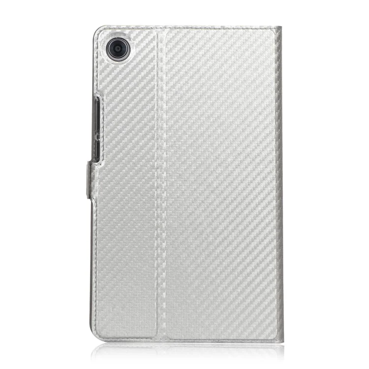 WY-1629 Carbon Fiber Texture Magnetic Leather Cover with Card Holders for Huawei MediaPad M5 8 (8.4-inch) - Silver