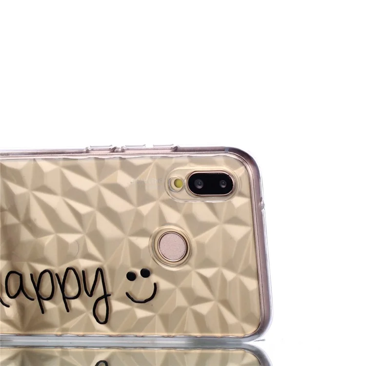 For Huawei P20 Lite / Nova 3e Embossed Flower Pattern 3D Diamond Surface TPU Phone Casing - Be Happy