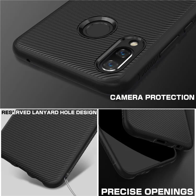 Twill Texture Silicone Back Phone Case for Huawei nova 3 - Black