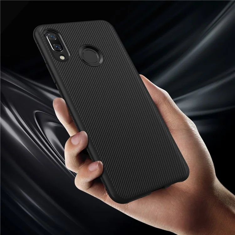 Twill Texture Silicone Back Phone Case for Huawei nova 3 - Black