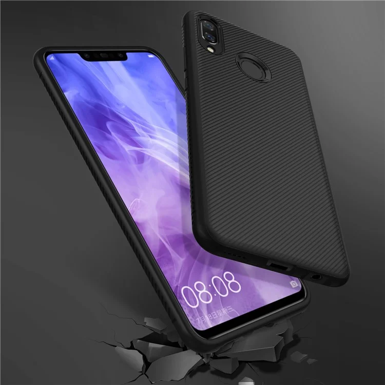Twill Texture Silicone Back Phone Case for Huawei nova 3 - Black