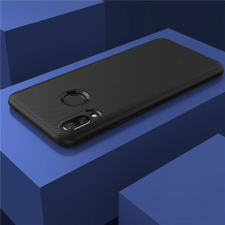 Twill Texture Silicone Back Phone Case for Huawei nova 3 - Black