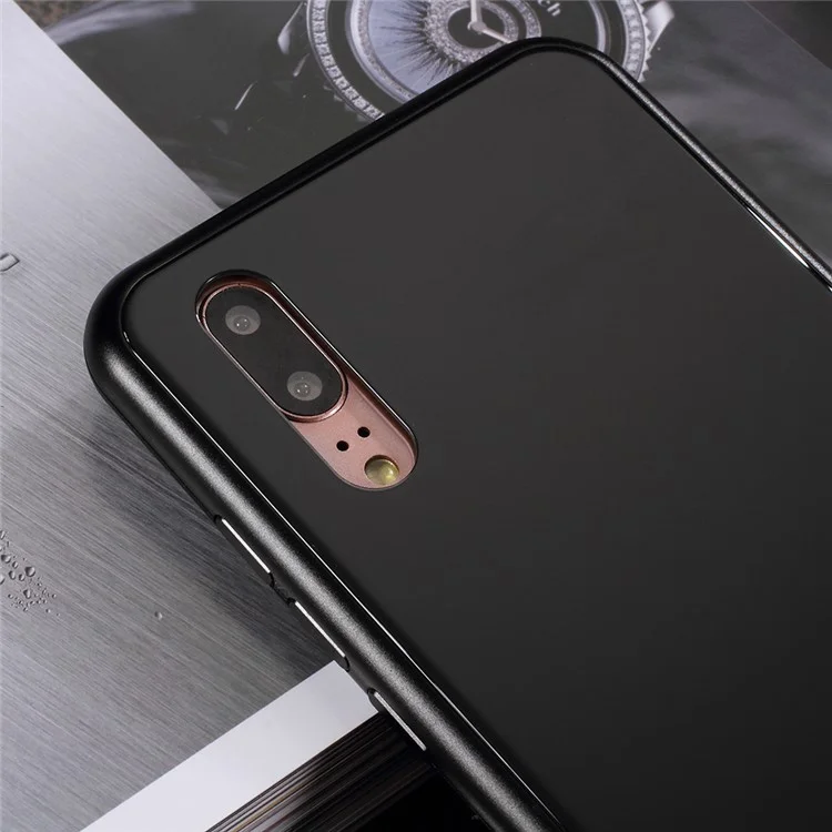 LUPHIE for Huawei P20 Detachable Magnetic Metal Frame + Tempered Glass Back Mobile Phone Case - All Black
